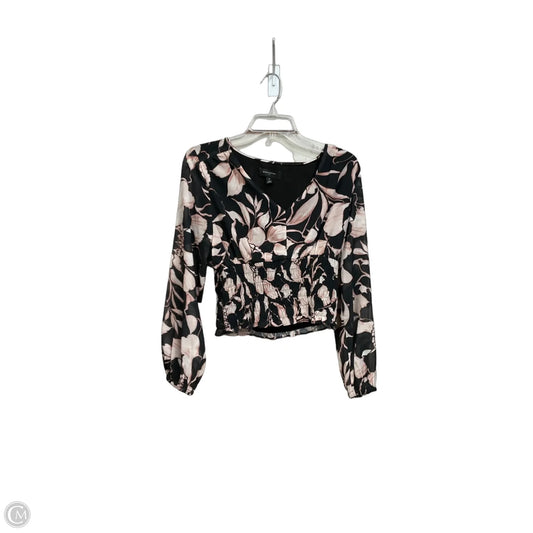 Top Long Sleeve By Banana Republic In Black & Pink, Size: S