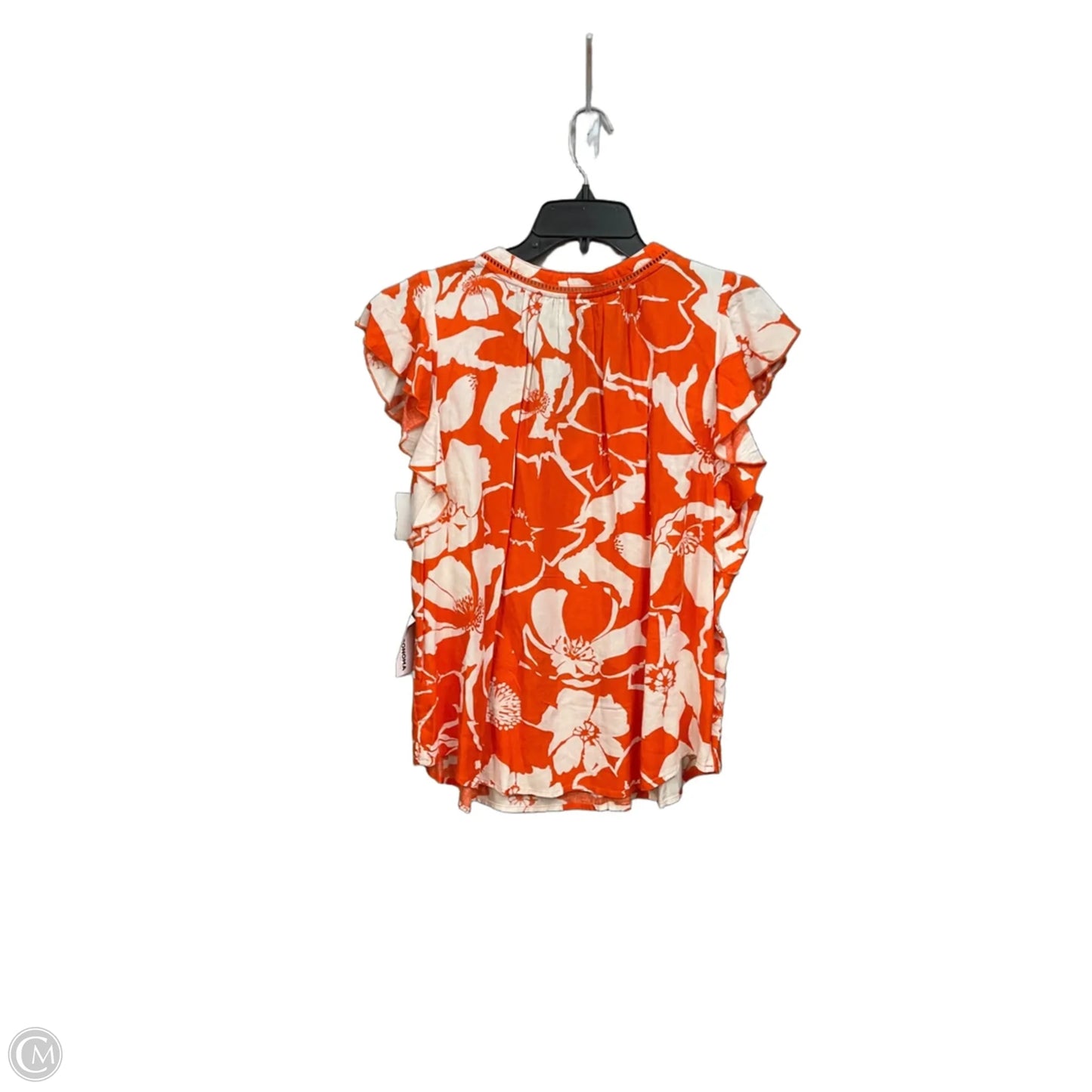 Top Short Sleeve By Sonoma In Orange & White, Size: L