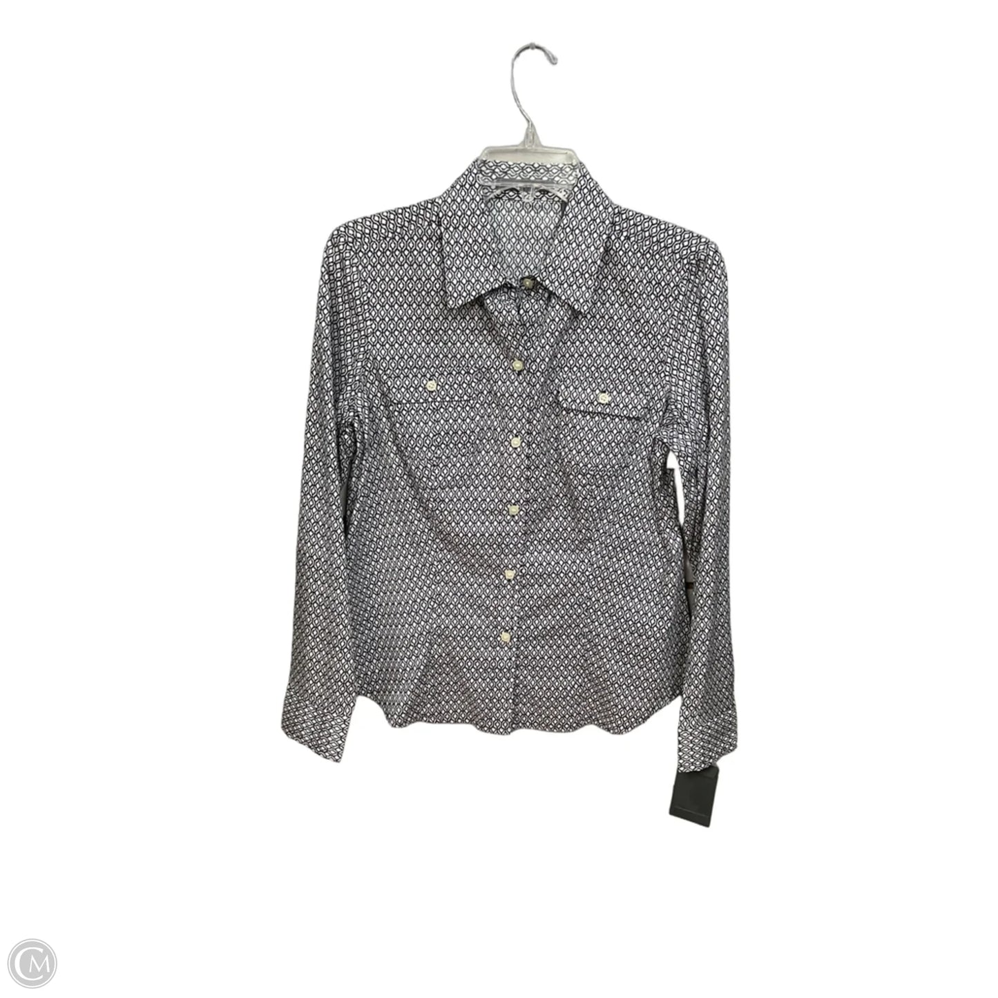 Blouse Long Sleeve By Liz Claiborne In Blue & White, Size: S