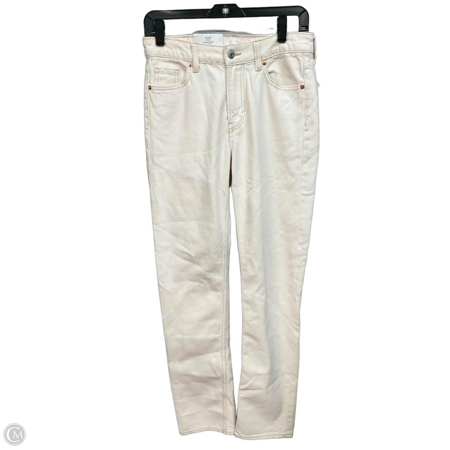 Jeans Straight By H&m In Cream Denim, Size: 2