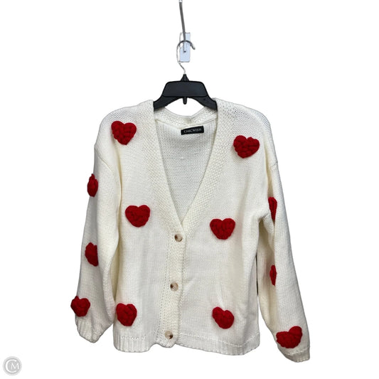 Cardigan By Chicwish In Red & White, Size: L