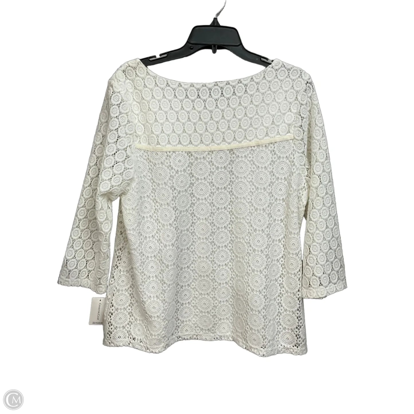 Top 3/4 Sleeve By Charter Club In Cream, Size: L