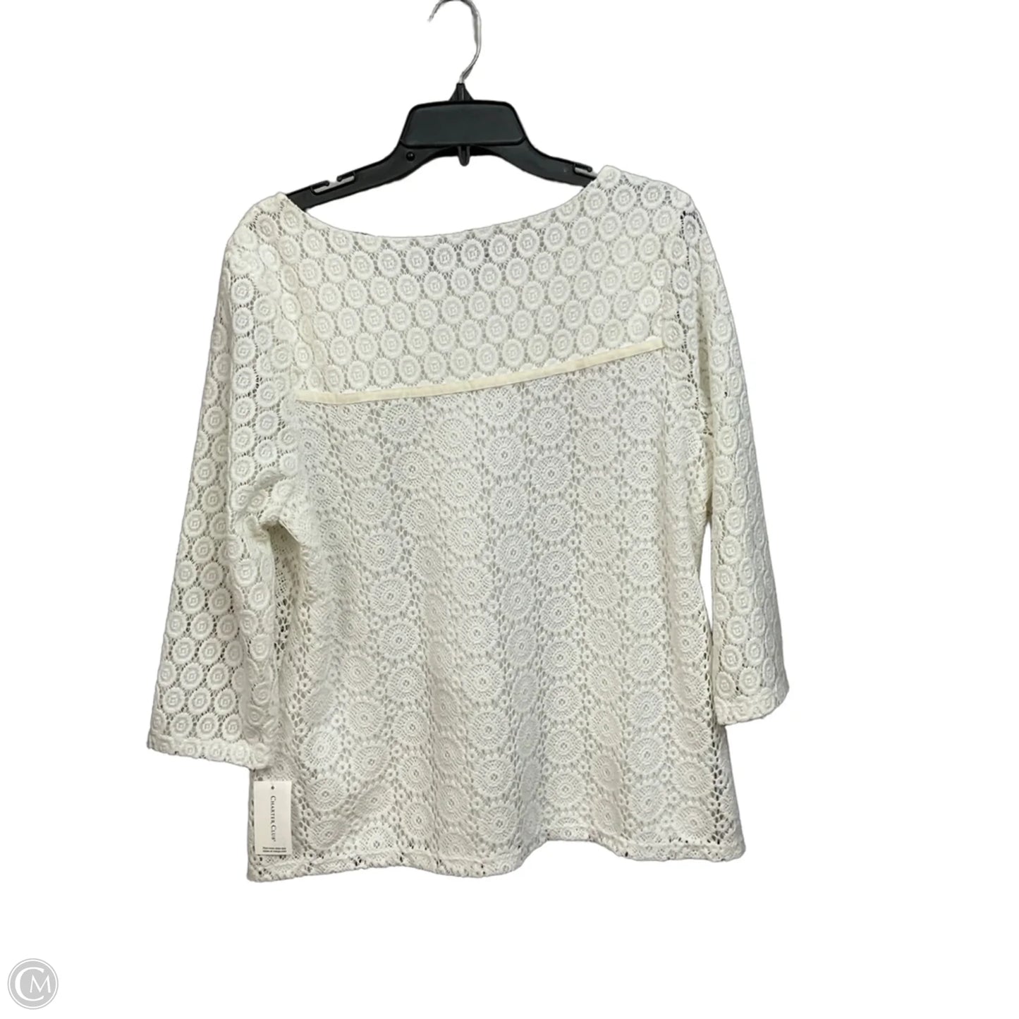 Top 3/4 Sleeve By Charter Club In Cream, Size: L