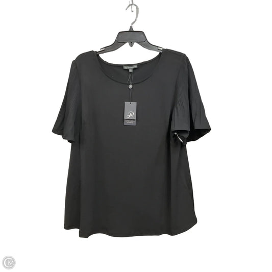 Top Short Sleeve By Adrianna Papell In Black, Size: 1x