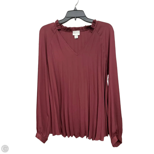 Top Long Sleeve By Ava & Viv In Maroon, Size: 1x