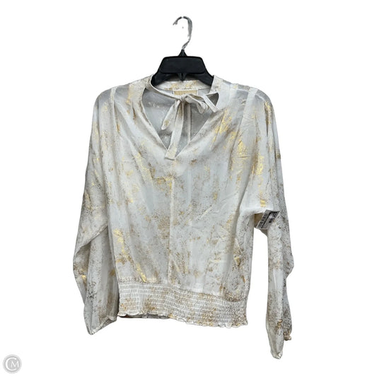 Top Long Sleeve By Michael By Michael Kors In Gold & White, Size: S