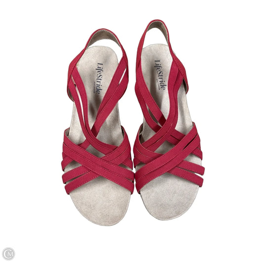 Sandals Heels Wedge By Life Stride In Red, Size: 7