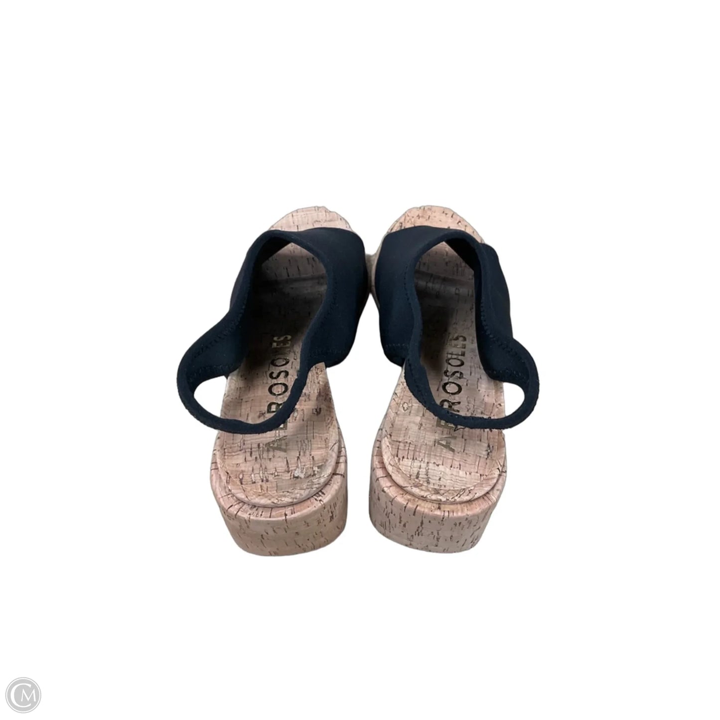 Sandals Heels Wedge By Aerosoles In Black & Tan, Size: 8.5