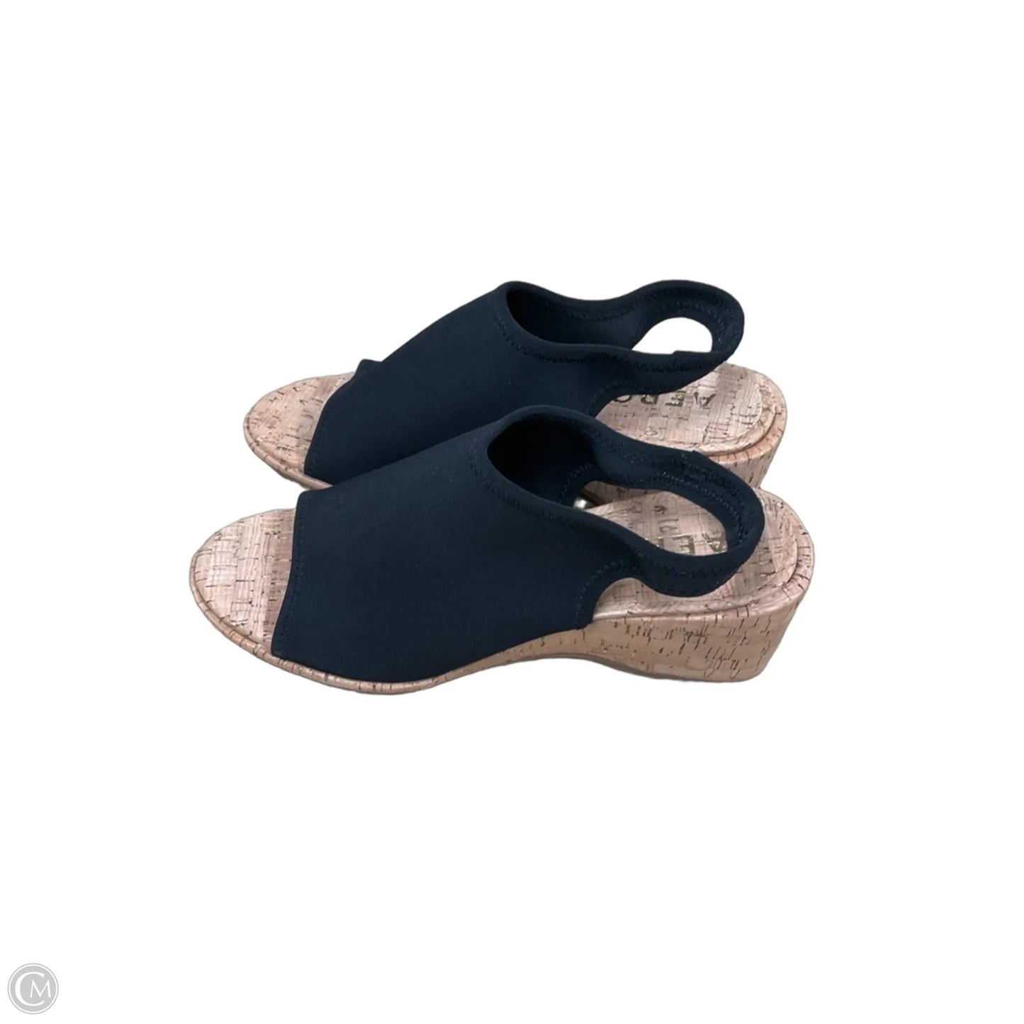 Sandals Heels Wedge By Aerosoles In Black & Tan, Size: 8.5
