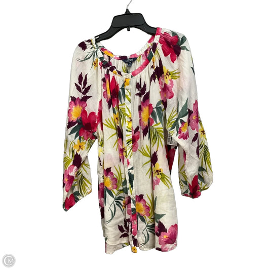 Blouse 3/4 Sleeve By Chaps In Floral Print, Size: L