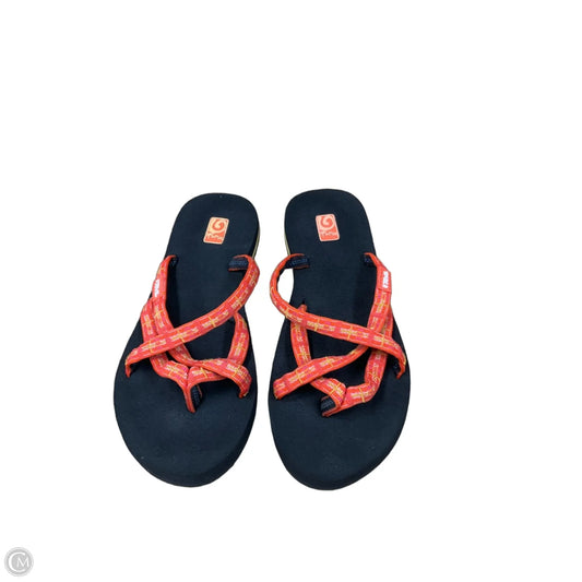 Sandals Flip Flops By Teva In Black & Orange, Size: 8