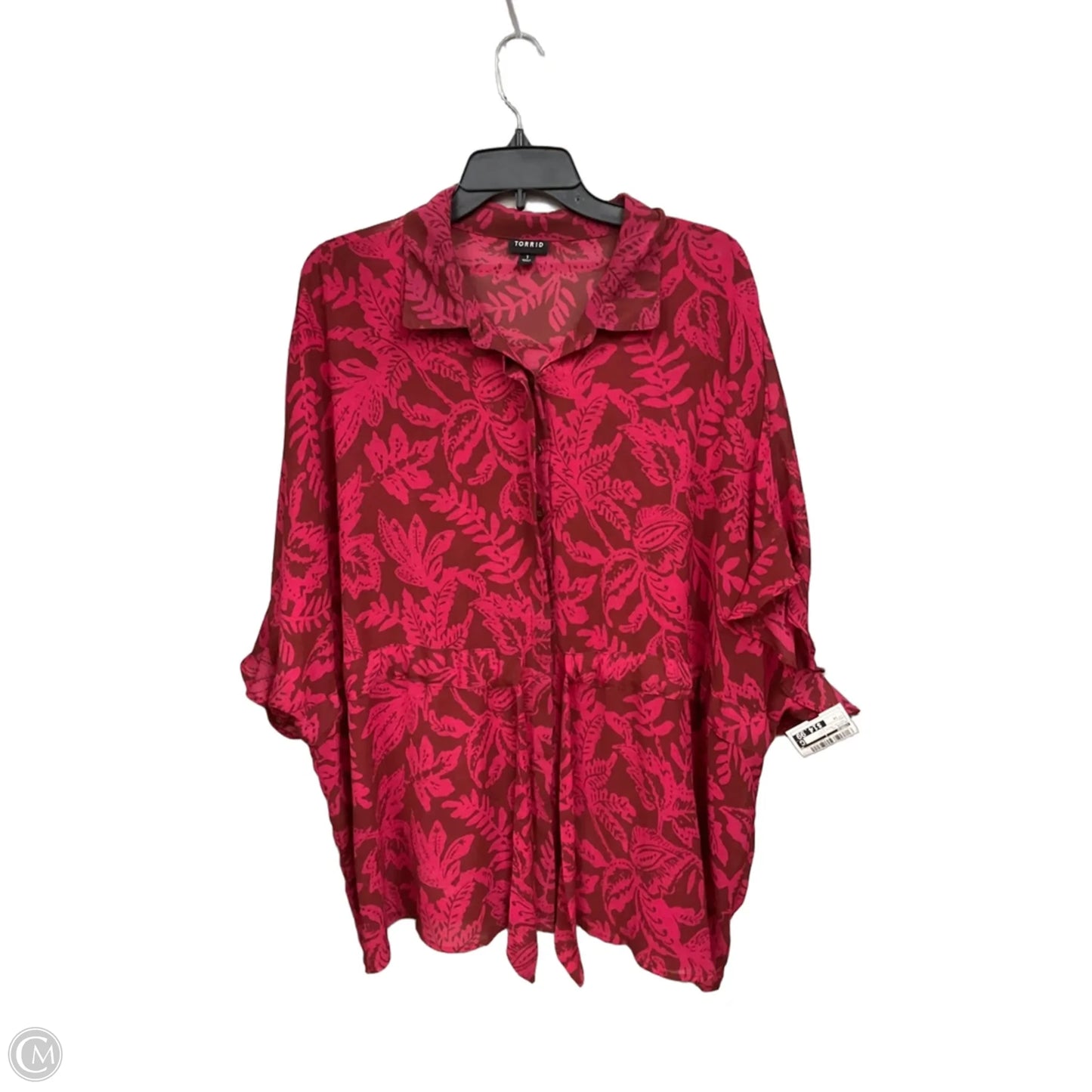 Blouse Short Sleeve By Torrid In Tropical Print, Size: 1x