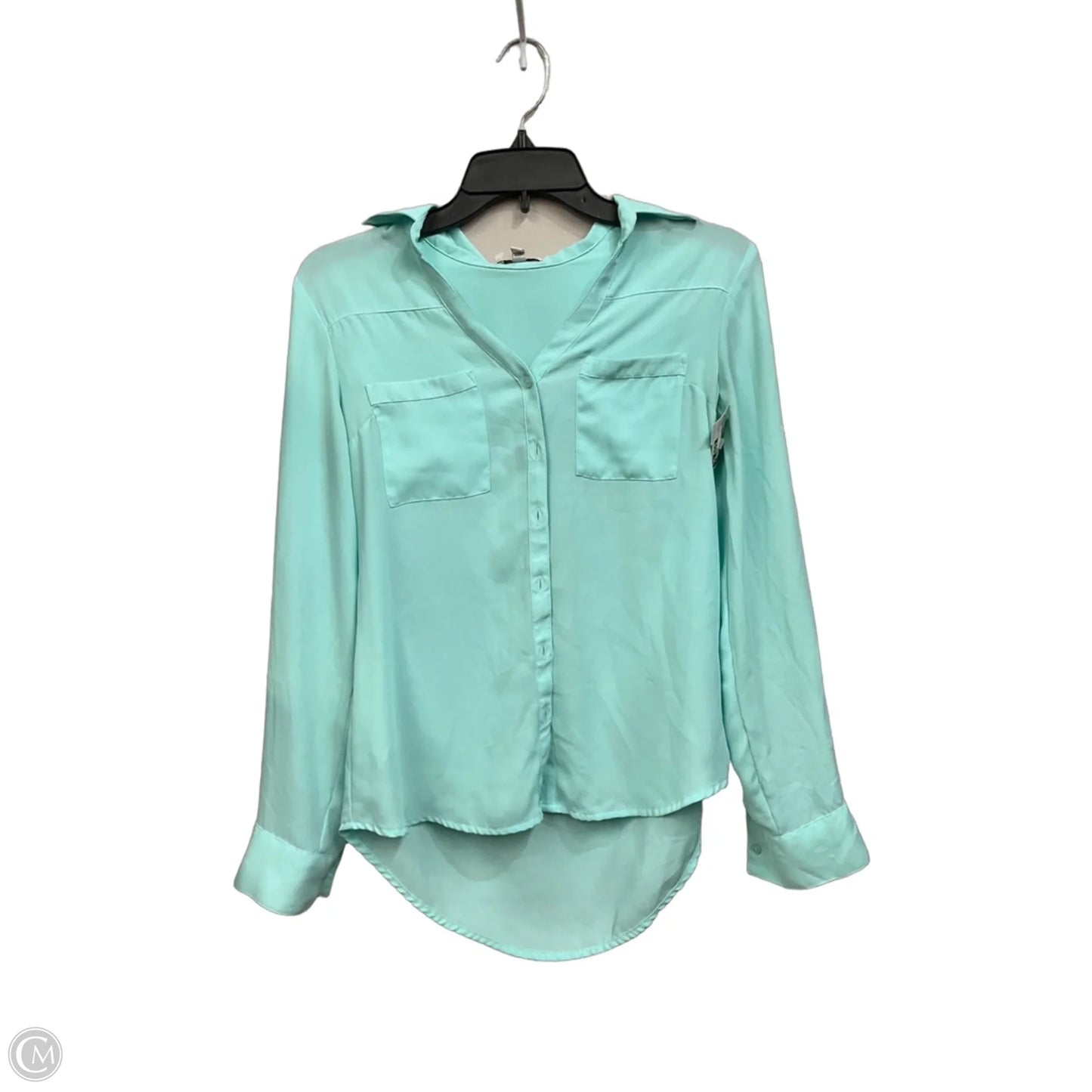Blouse Long Sleeve By Express In Aqua, Size: Xs