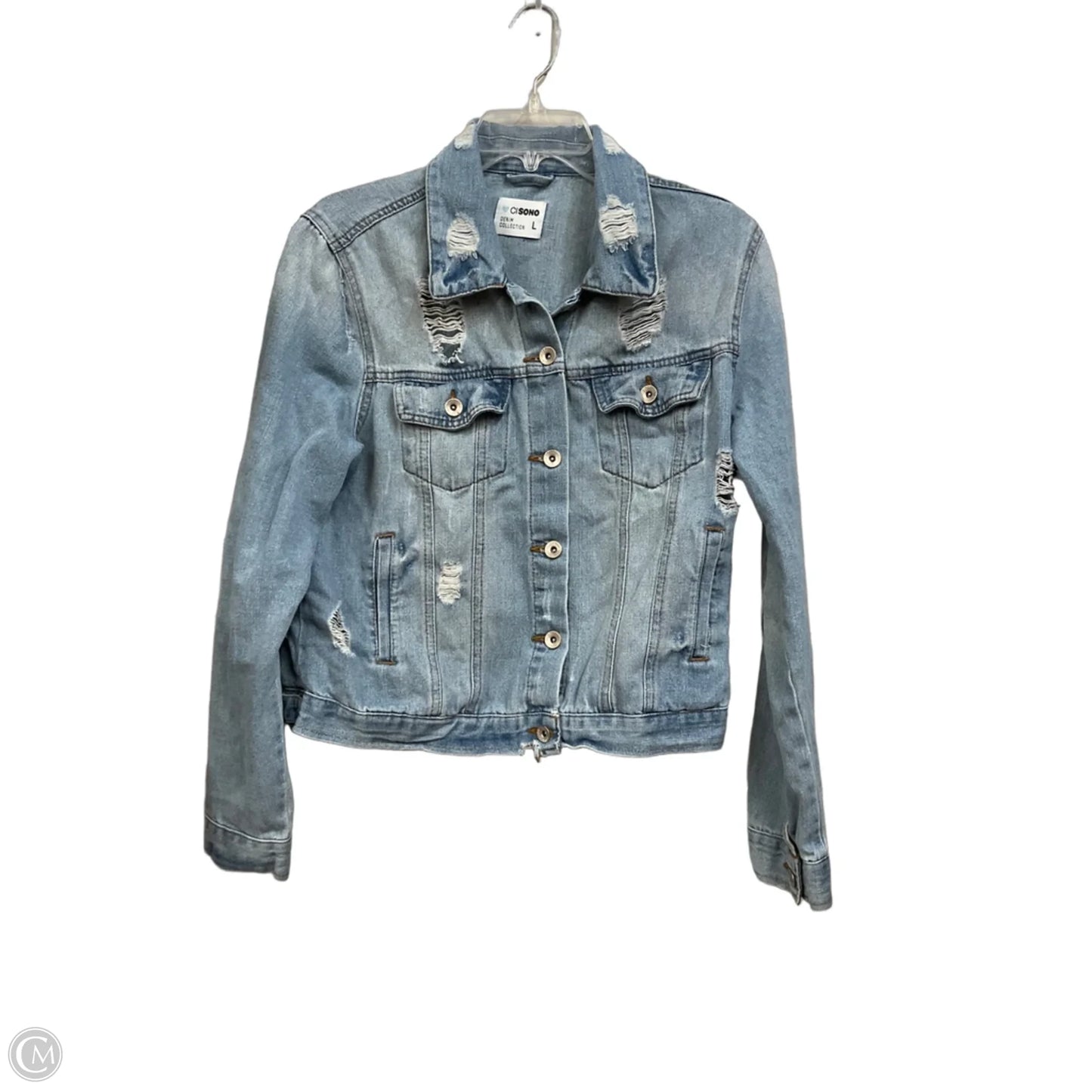 Jacket Denim By Ci Sono In Blue Denim, Size: L