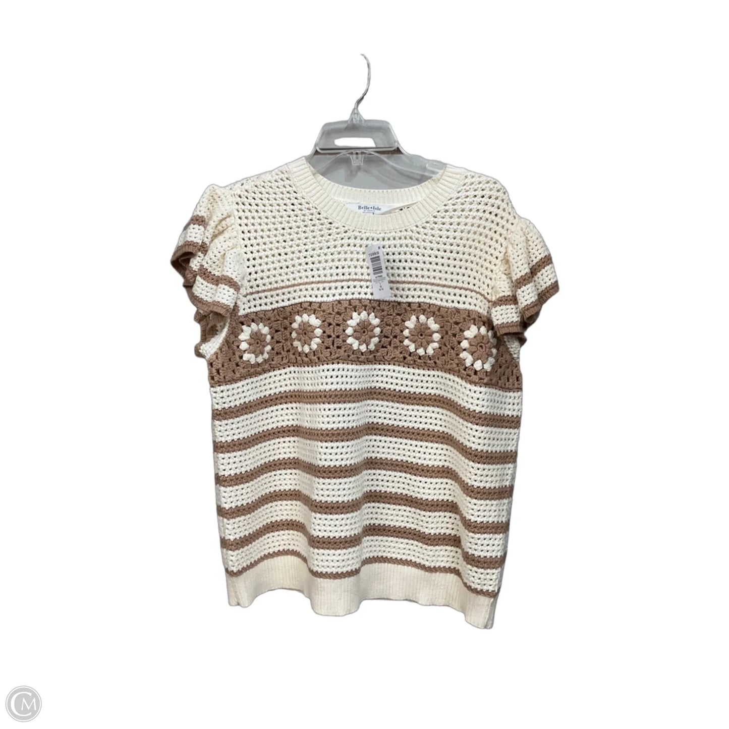 Sweater Short Sleeve By Cmc In Tan & White, Size: Xl