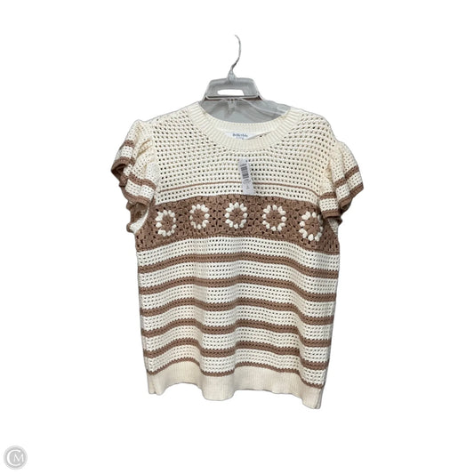 Sweater Short Sleeve By Cmc In Tan & White, Size: Xl