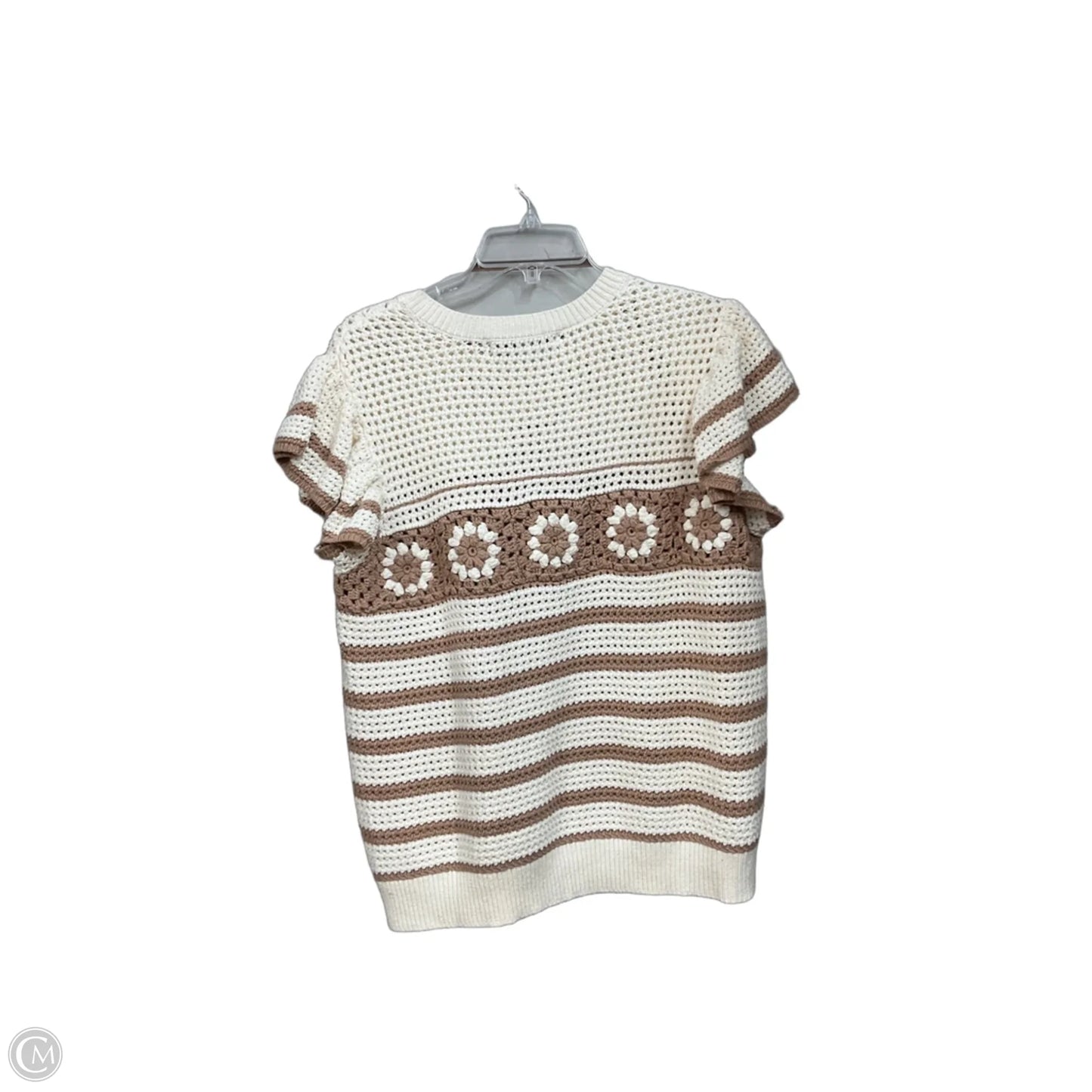 Sweater Short Sleeve By Cmc In Tan & White, Size: Xl