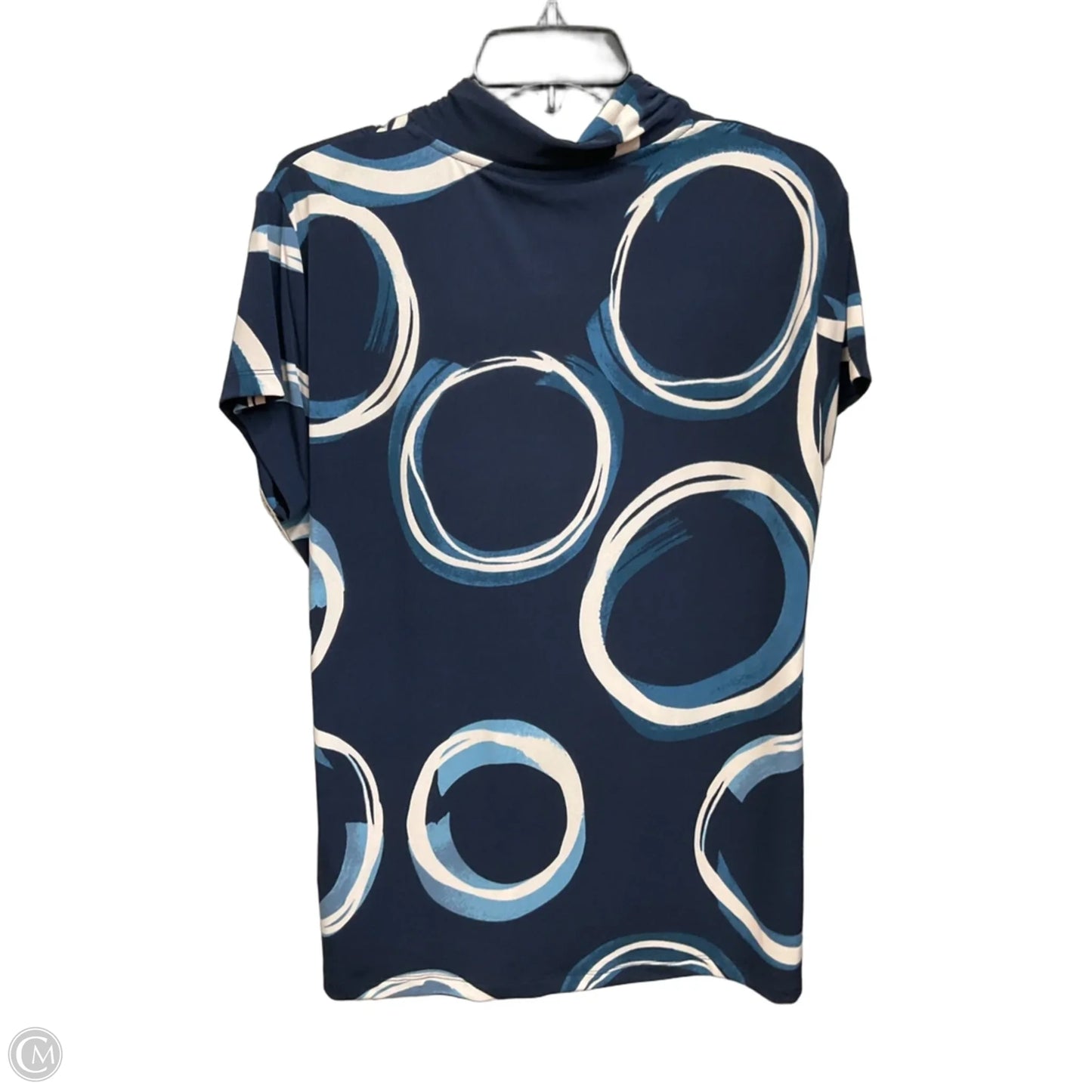 Top Short Sleeve By Dkny In Blue & White, Size: Xl