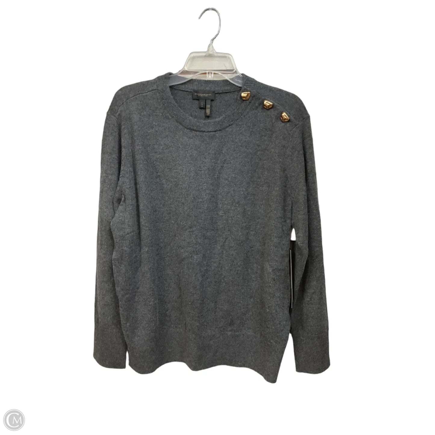 Top Long Sleeve By Donna Karan In Grey, Size: L
