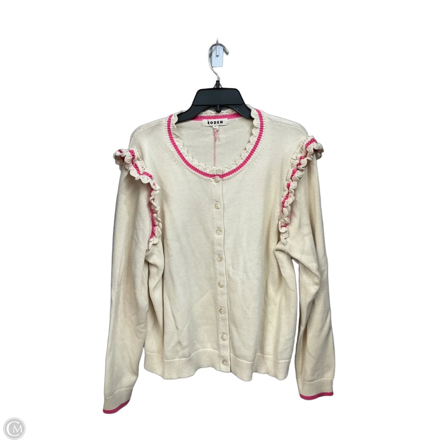 Cardigan By Boden In Cream & Pink, Size: Xl