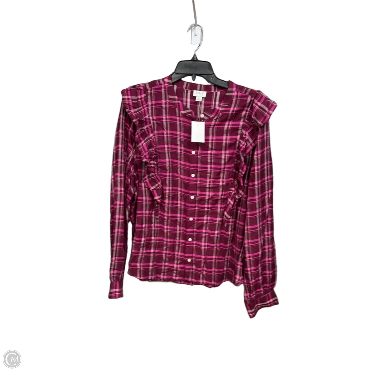 Top Long Sleeve By J. Crew In Plaid Pattern, Size: Xl