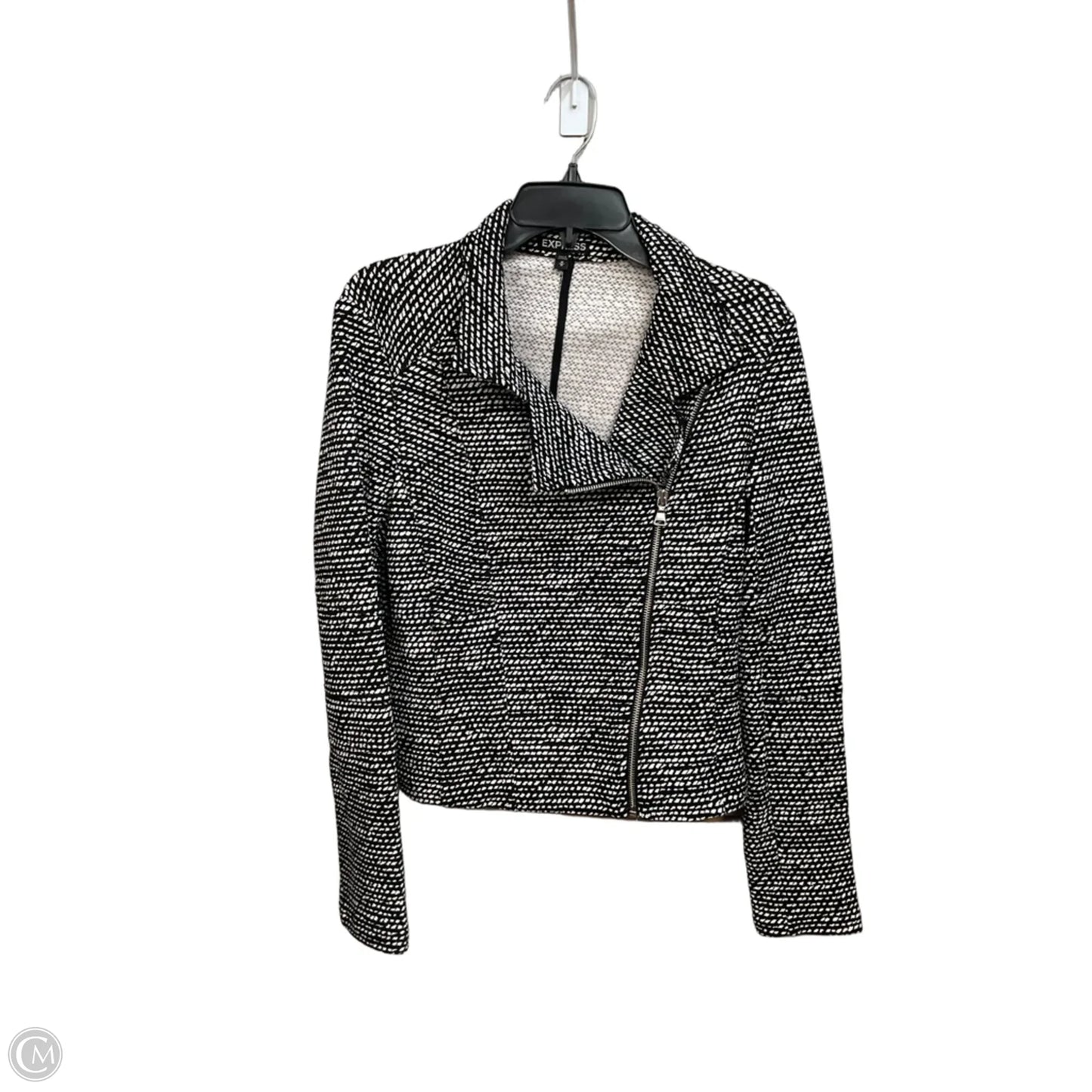 Jacket Moto By Express In Black & White, Size: M