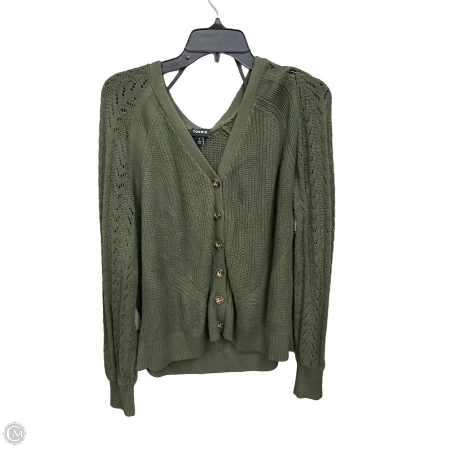 Sweater Cardigan By Torrid In Green, Size: 1x