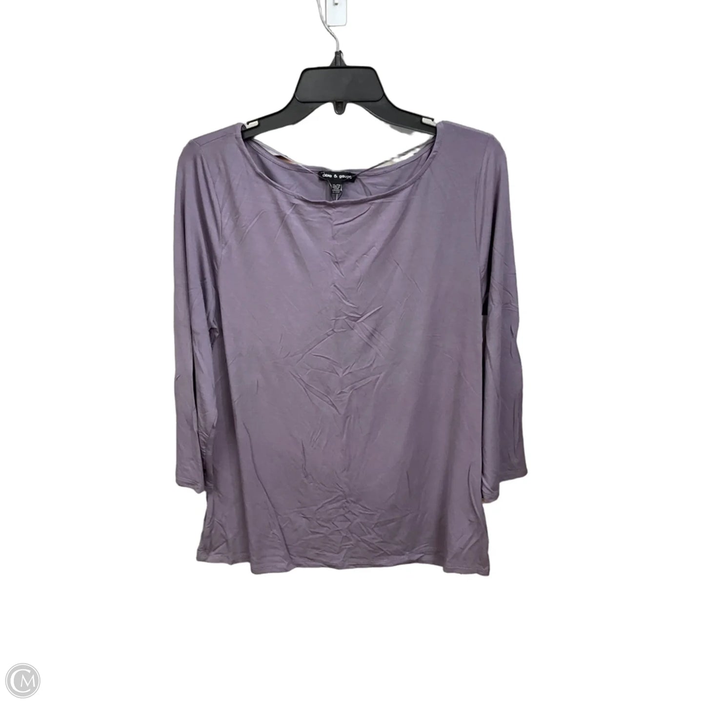 Top 3/4 Sleeve Basic By Cable And Gauge In Purple, Size: Xl