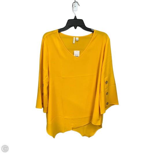Top 3/4 Sleeve By Cato In Yellow, Size: Xl