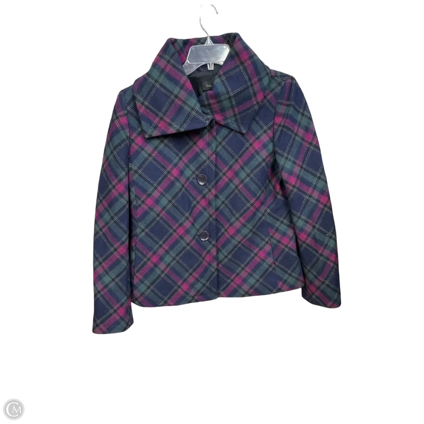 Coat Peacoat By Talbots In Plaid Pattern, Size: M