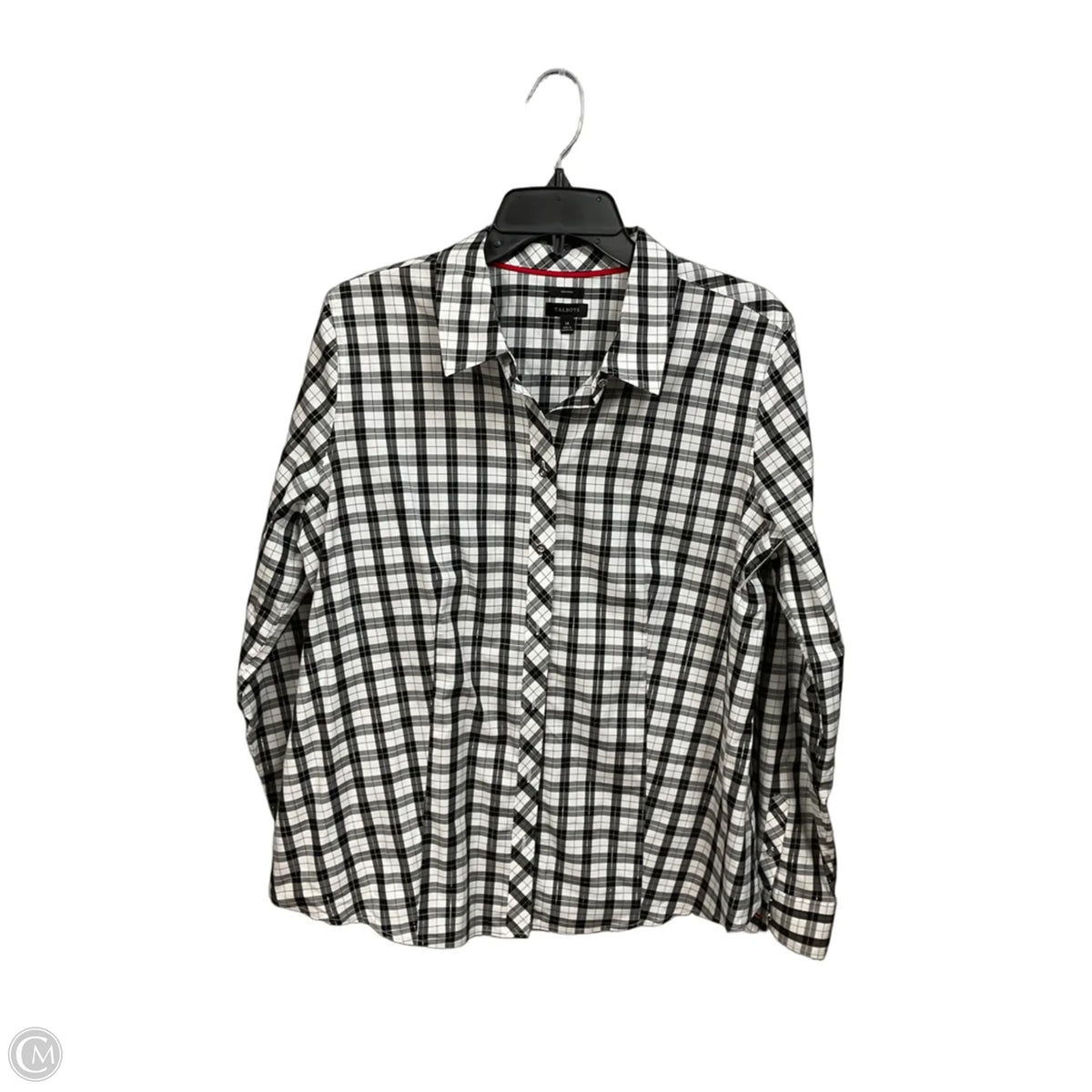 Top Long Sleeve By Talbots In Plaid Pattern, Size: M