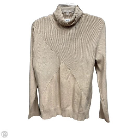 Top Long Sleeve By Calvin Klein In Tan, Size: L