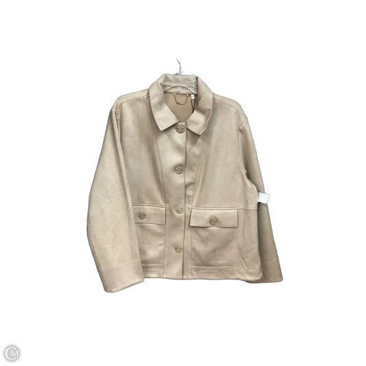 Jacket Shirt By Chicos In Beige, Size: Xl