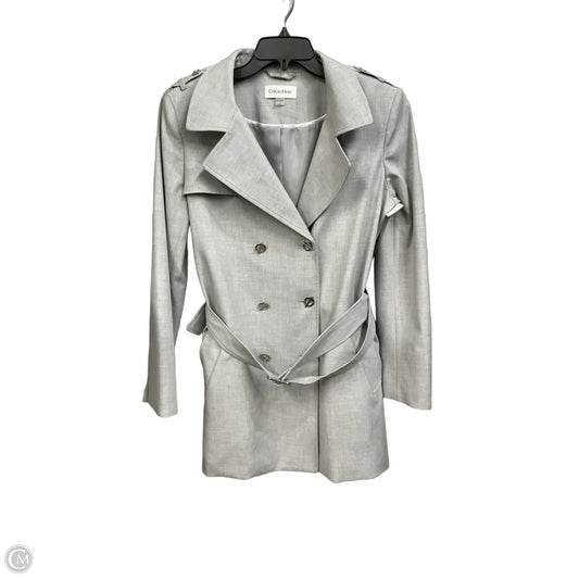 Coat Trench Coat By Calvin Klein In Grey, Size: Xl