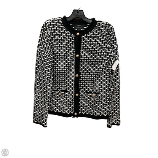 Cardigan By Tahari In Black & White, Size: M