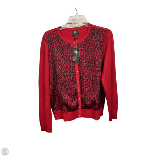 Cardigan By Jm Collections In Animal Print, Size: M