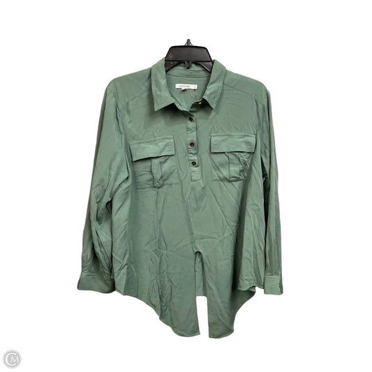 Blouse Long Sleeve By Chicos In Green, Size: L