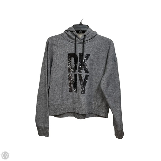 Sweatshirt Hoodie By Dkny In Grey, Size: L