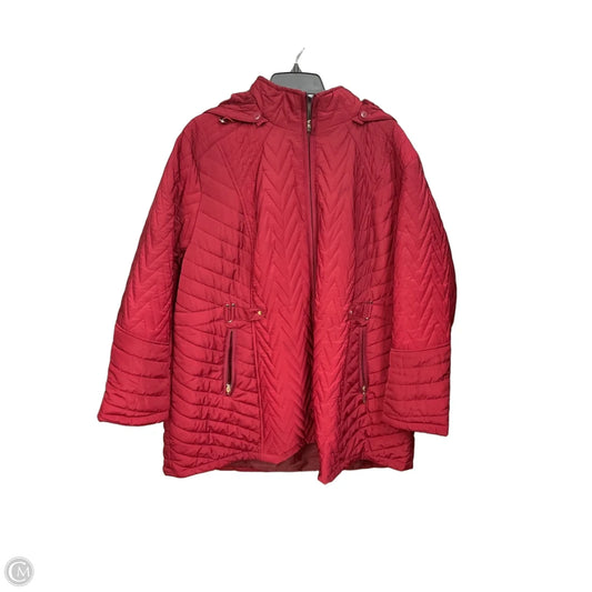 Coat Puffer & Quilted By Gallery In Red, Size: 3x