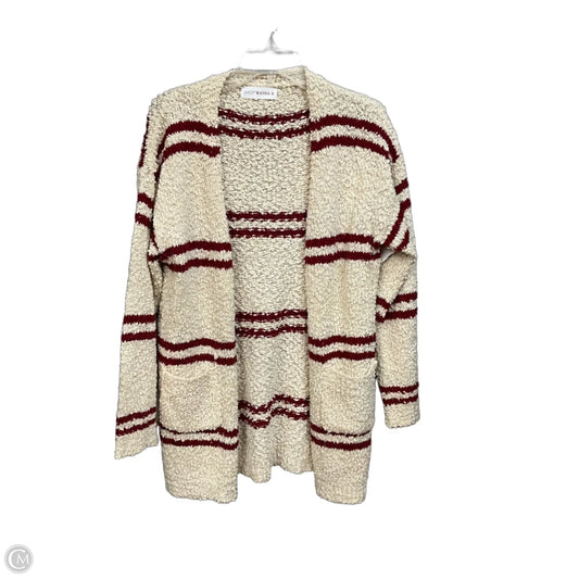 Sweater Cardigan By Wanna B In Cream & Red, Size: S