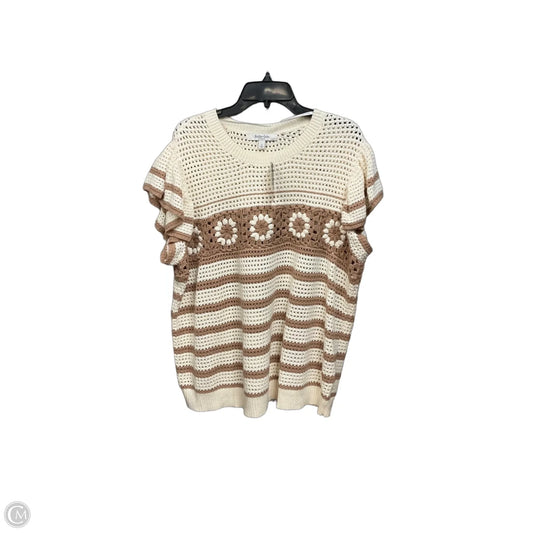 Top Short Sleeve By Cmc In Brown & Cream, Size: 3x