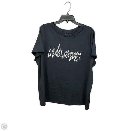 Athletic Top Short Sleeve By Under Armour In Black, Size: 1x