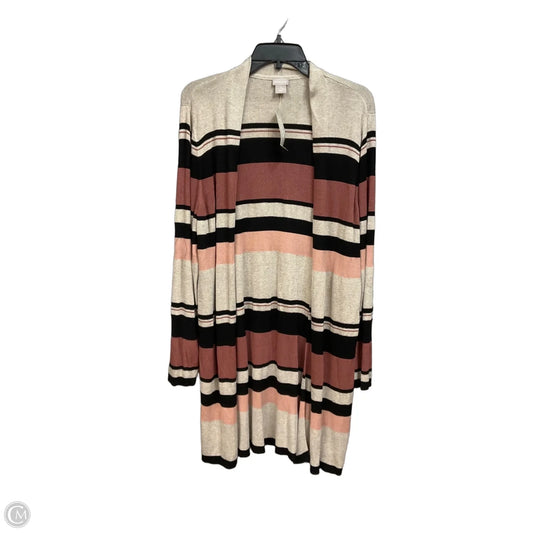 Cardigan By Chicos In Striped Pattern, Size: Xl