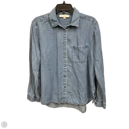 Top Long Sleeve By Loft In Blue Denim, Size: M