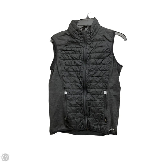 Vest Puffer & Quilted By Eddie Bauer In Black & Grey, Size: M
