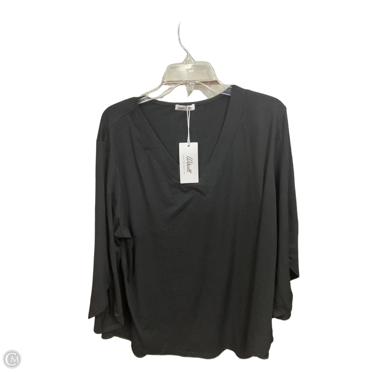 Top 3/4 Sleeve Basic By Wiholl In Black, Size: 2x