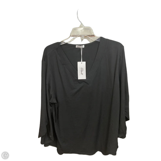 Top 3/4 Sleeve Basic By Wiholl In Black, Size: 2x
