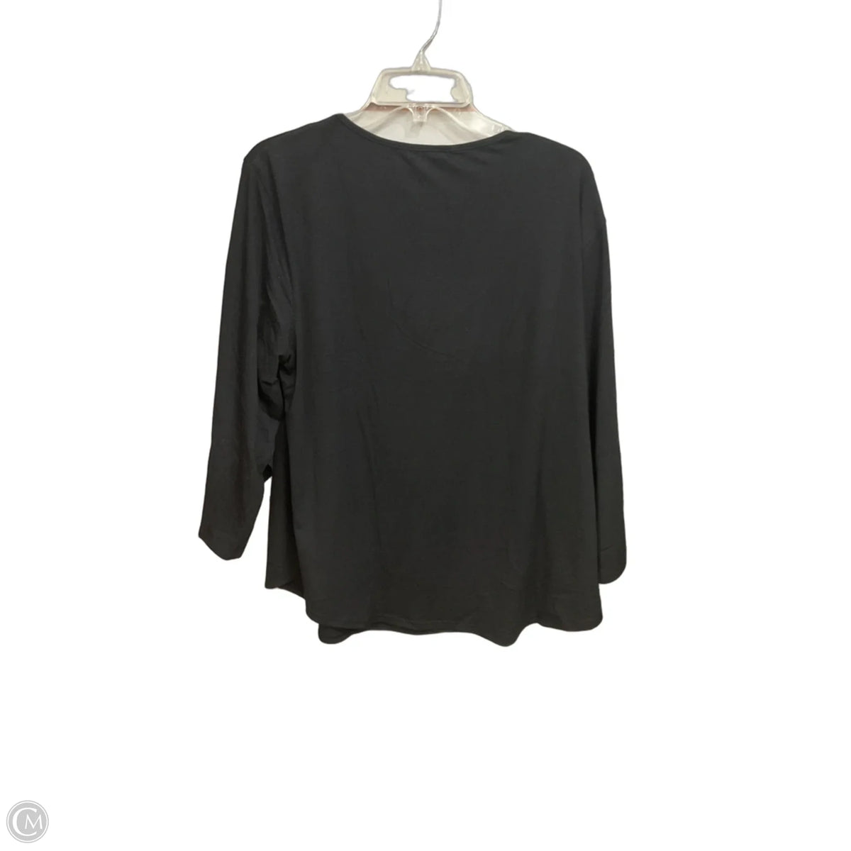 Top 3/4 Sleeve Basic By Wiholl In Black, Size: 2x