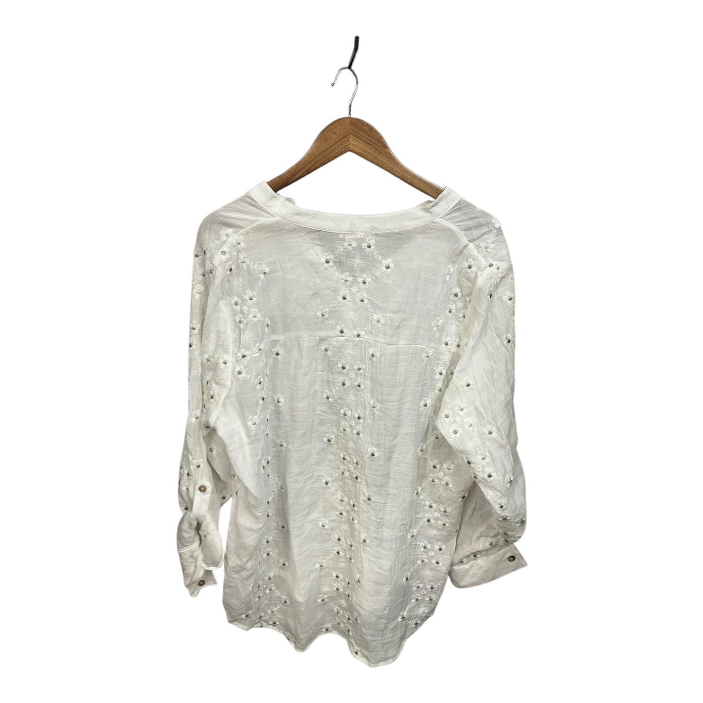 Blouse 3/4 Sleeve By Clothes Mentor In White, Size: Xl