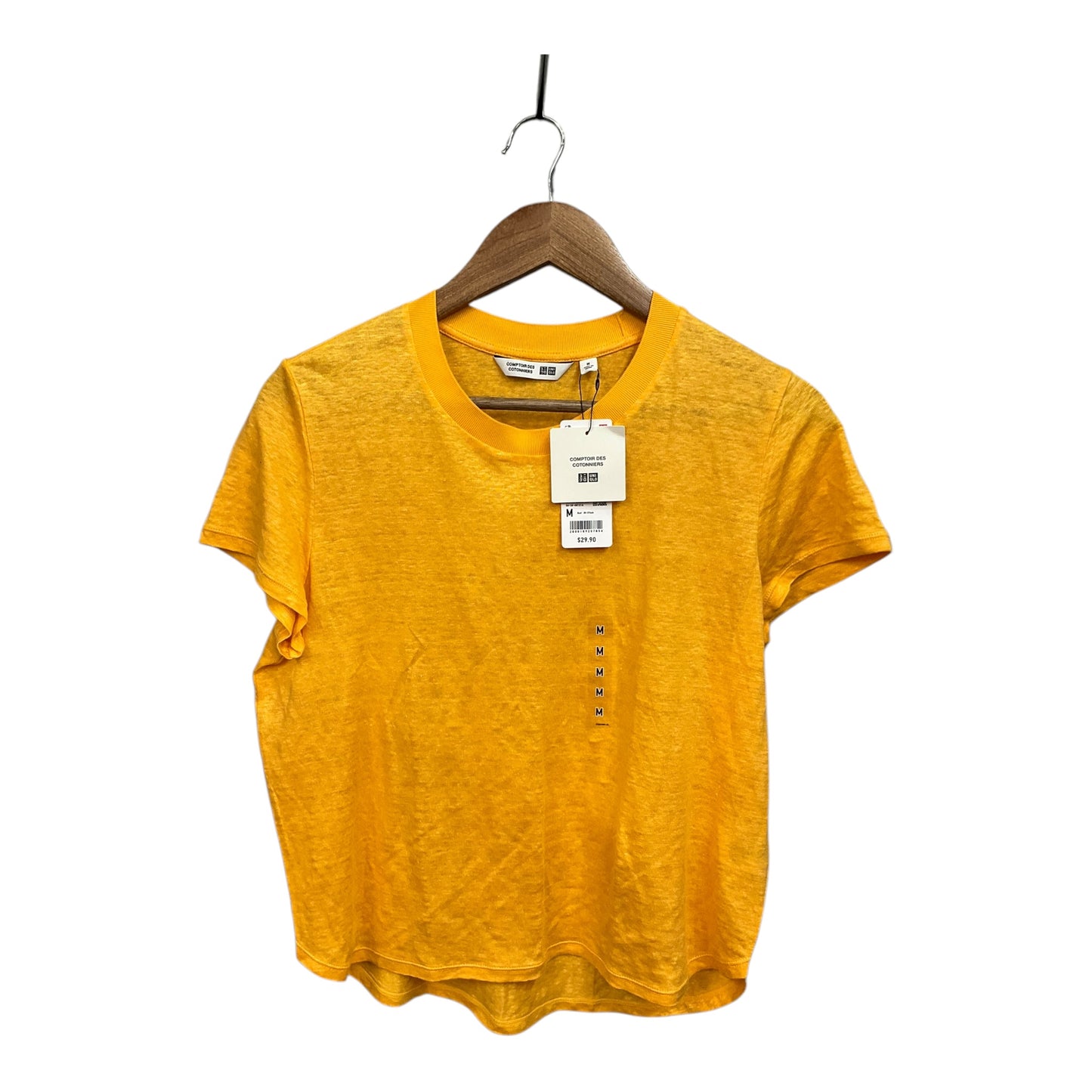 Top Short Sleeve Basic By Uniqlo In Yellow, Size: M